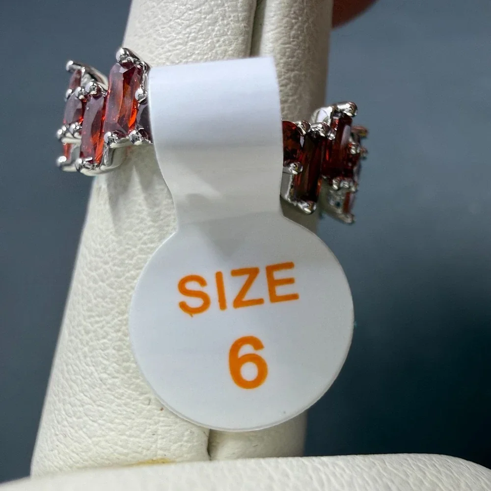 Bomb Party Simplistic and Dreamy Size 6 Ring Garnet CZ RBP6770 Rhodium